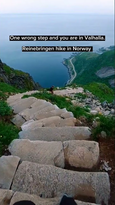 Hiking the Reinebringen trail in Lofoten. Climbing down be like! 🇳🇴