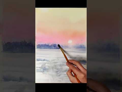 #<strong>shorts</strong> Without <strong>Sketch</strong> ​Landscape Watercolor - ​Winter Field. NAMIL ART
