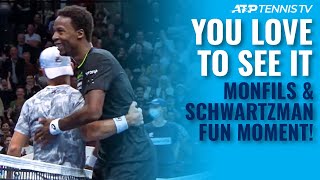 Playing Tennis With A Smile On Your Face! Monfils & Schwartzman Embrace After Fun Rally: Vienna 2021