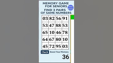 Memory Games for Seniors: Find the Matching Numbers Before Time Runs Out #braingames