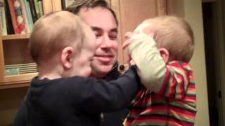 Baby Twins Laughing And Kissing