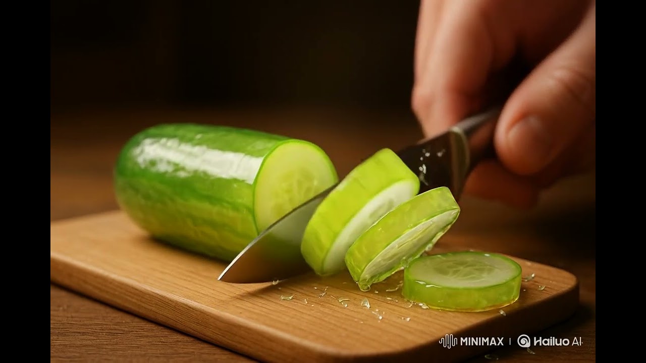 ASMR satisfying glass cucumber cutting with a sharp knife 🥒🥒🌟❤️❤️❤️