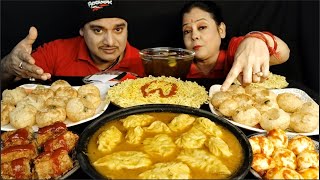 SPICY🔥CHILLI PANIPURI JHOL MOMOS NOODLES EGG FRANKIE CHALLENGE|SOLVE THE JUMBLE WORDS CHALLENGE#food