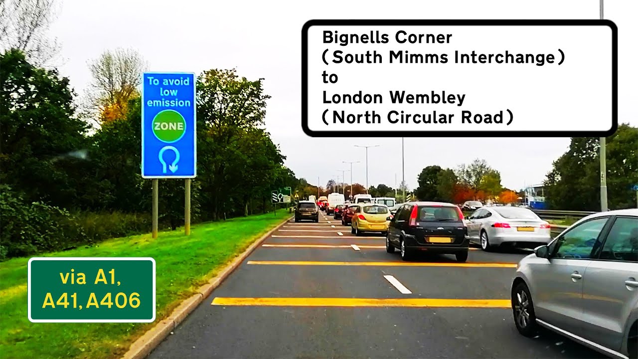Bignells Corner (South Mimms Interchange) to London Wembley (via A1, A41, A406) POV Driving Dashcam