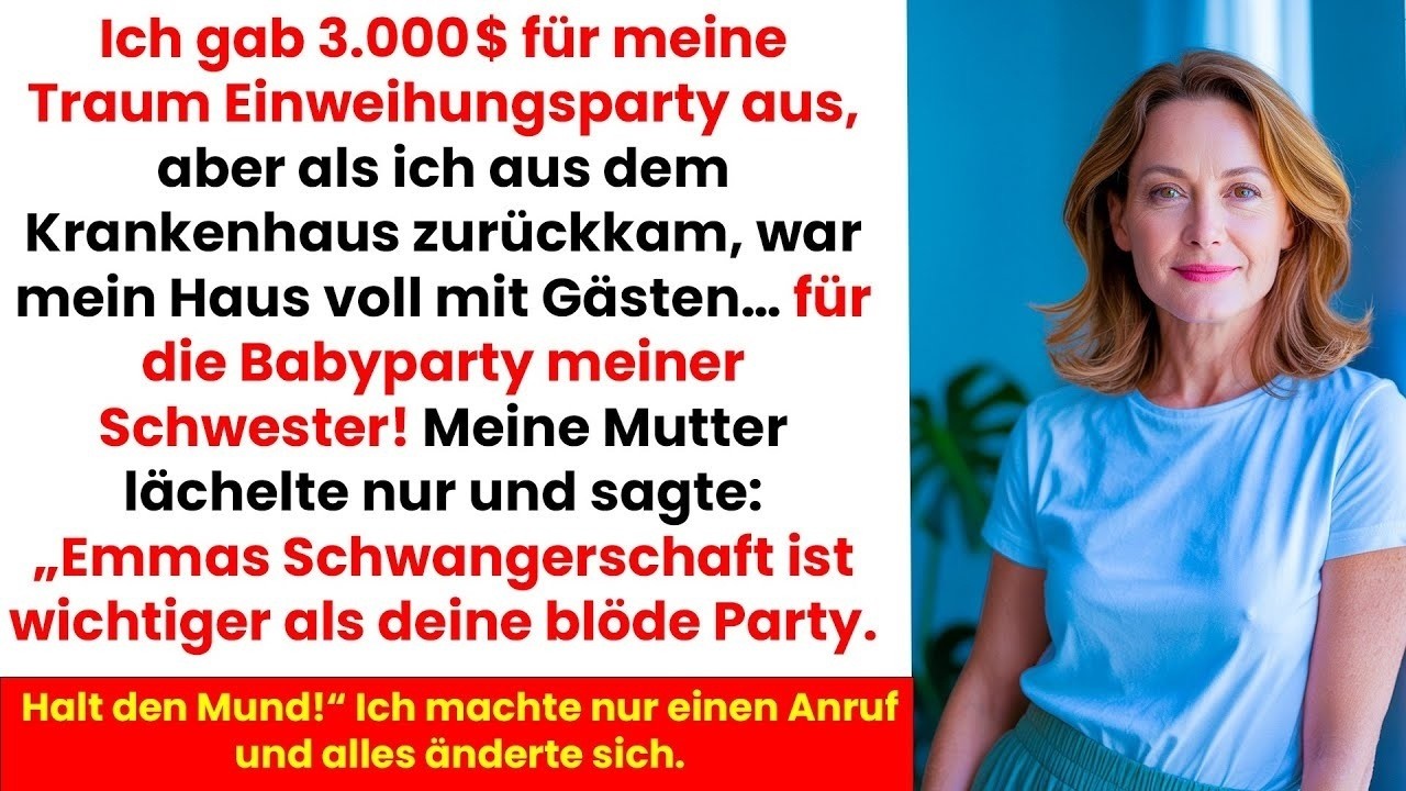 Ich habe mein erstes eigenes Haus gekauft – alles war perfekt. Meine Mutter versprach mir, die Einweihungsparty zu organisieren, während ich im Krankenhaus lag. Als ich nach Hause kam, waren die...