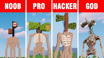 Minecraft Battle: NOOB vs PRO vs HACKER vs GOD: SIREN HEAD BUILD CHALLENGE in Minecraft. 4K