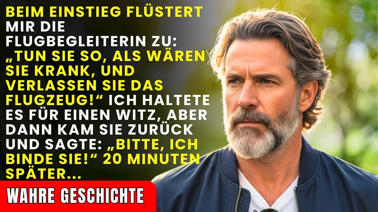 Tu so, als wärst du krank – und lauf weg!‘ flüsterte die Flugbegleiterin, als sie das Flugzeug