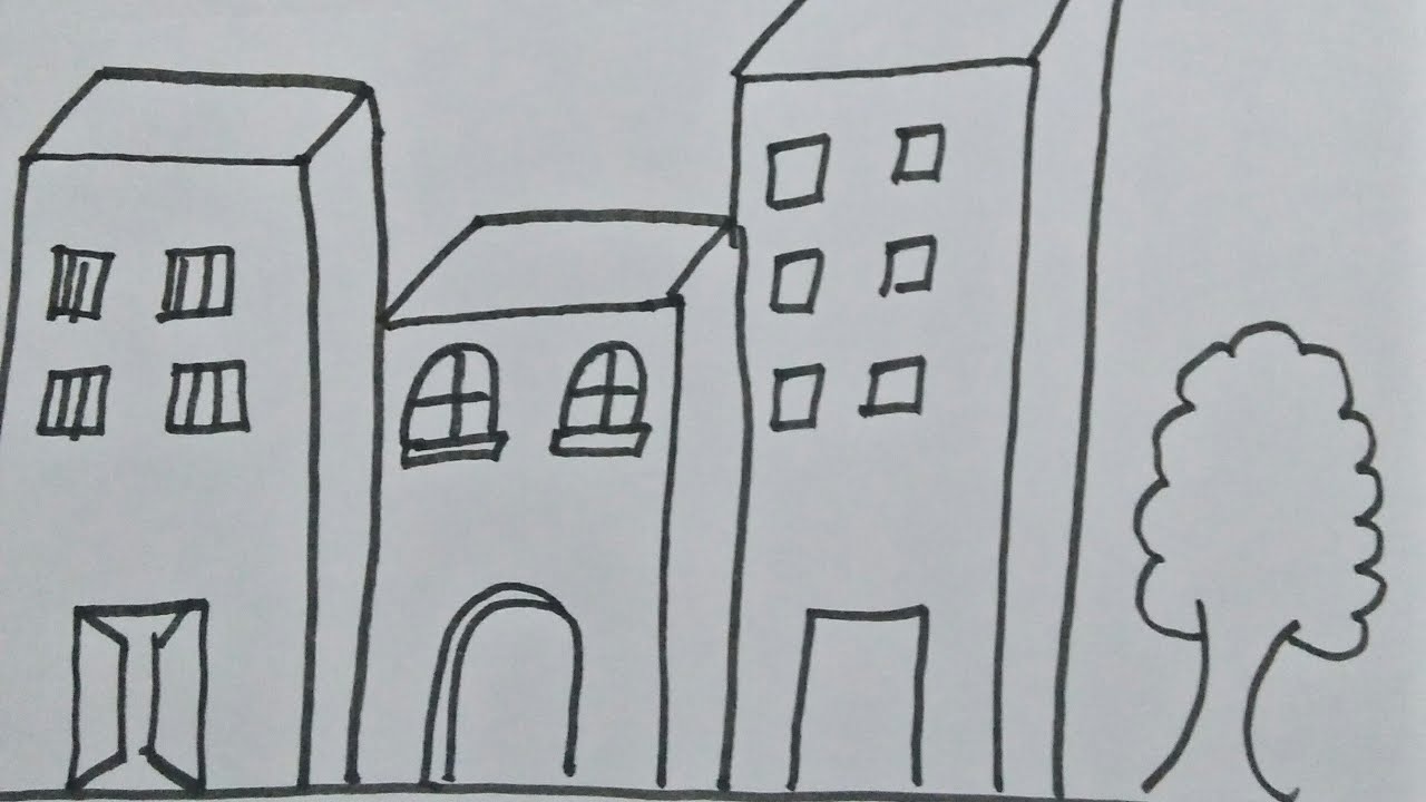How To Draw A Building Step By Step  Building Drawing Easy  YouTube
