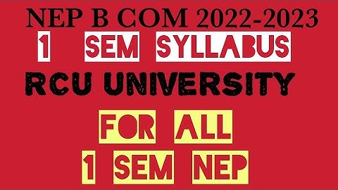 RCU 1 sem NEP syllabus   BCOM FOR all degree b com students @EEdjoin 
