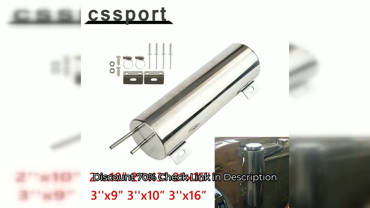 Universal 2''x13” / 3''x10” Radiator Coolant Overflow Puke Tank Polished Stainless Steel Radiator Co