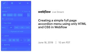 Celebrity Stream highlight: Creating a simple full page accordion menu using only HTML and CSS in Webflow Profile
