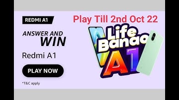 Amazon Redmi A1 Quiz and Win Mobile Phone // Play till 2nd October 22