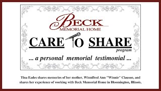 CARE TO SHARE - Beck Memorial Home - Tina Eades