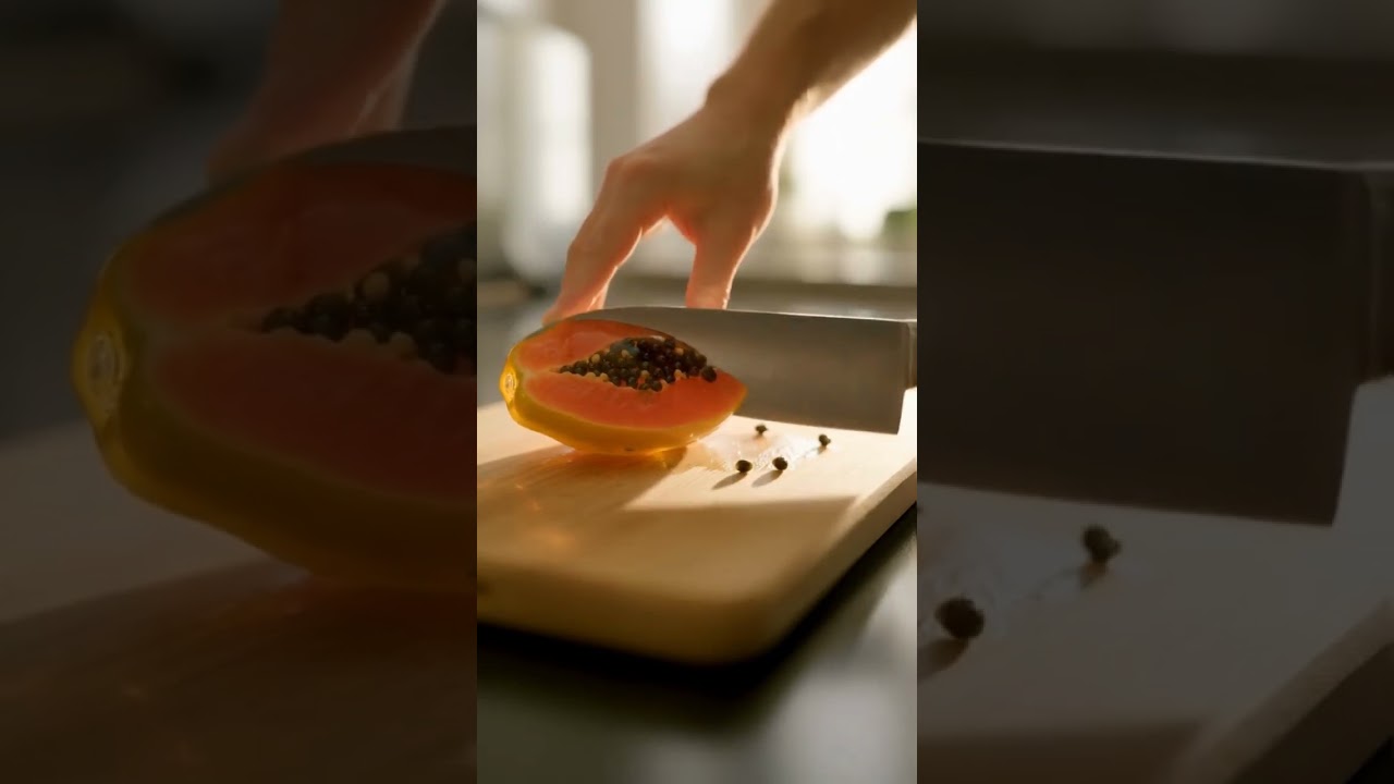 Satisfying Glass Papaya Macro Slicing | Mesmerizing Glass Fruit ASMR 