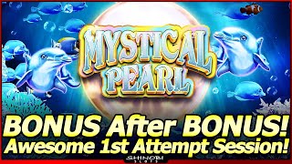 BONUS After BONUS in NEW Konami Slot Machine!  Awesome First Session in Mystical Pearl Neptune! screenshot 4