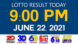 Lotto Results Today June 22 2021 9pm Ez2 Swertres 2D 3D 6D 6/42 6/49 6/58 PCSO