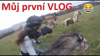 Můj první VLOG od koní ! //Vyjížďka, skoky v lese, běhání se stádem koní//