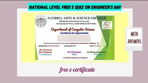 National Level Free E quiz on Engineer