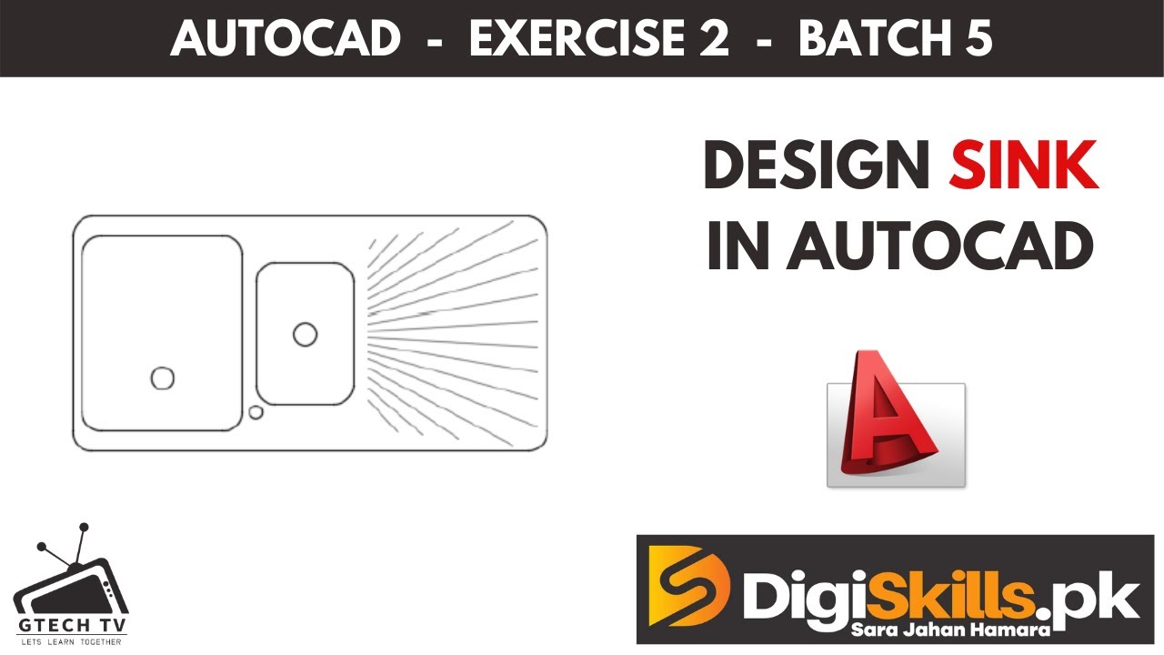 How to draw a Sink in AutoCAD | Digiskills | GTECH TV - YouTube