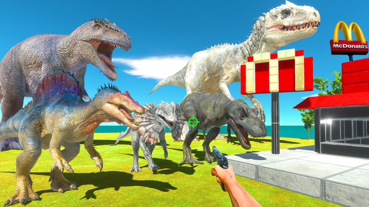 Dinosaurs RAID McDonalds - Animal Revolt Battle Simulator