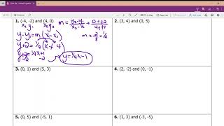 Writing linear equations (Given 2 points) HW