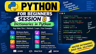 Python Session - 8 | Dictionaries | Key-Value Pairs & Dictionary Methods
