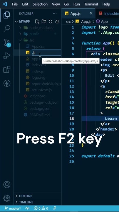 rename file shortcut in vs code | Visual Studio Code - YouTube