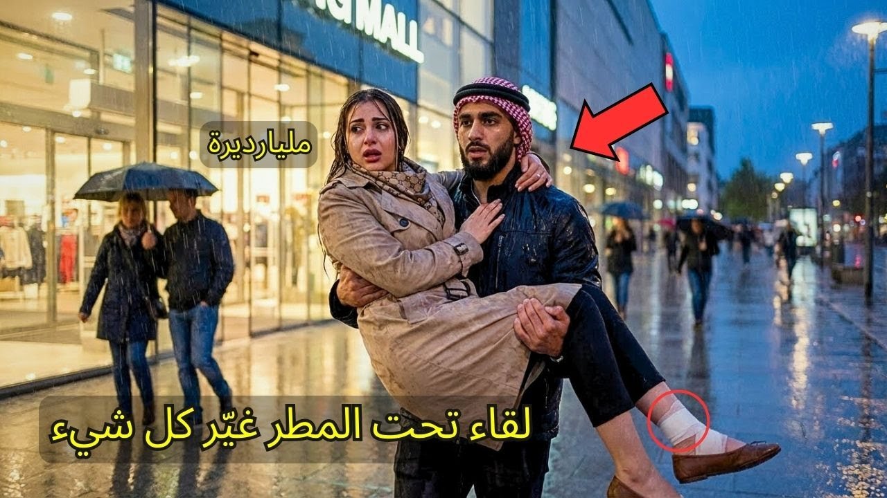 رجل عربي حمل امرأة مصابة تحت المطر… ولم يكن يعلم أنها مليارديرة ستقع في حبه