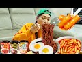 Pororo Tteokbokki Black Bean Noodle Mukbang DONA 