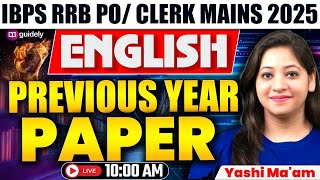 Ibps Rrb Clerkpo Mains English 2025  English Previous Year Paper  English By Yashi Maam