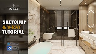 SketchUp Tutorial Interior Design | Washroom | Vray