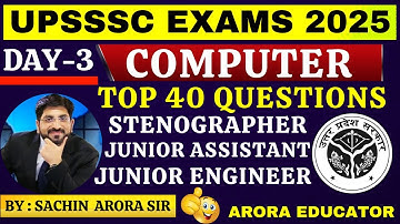 UPSSSC Stenographer Computer Class 2025 | UPSSSC Junior Assistant / JE Computer Class | Day3 #upsssc