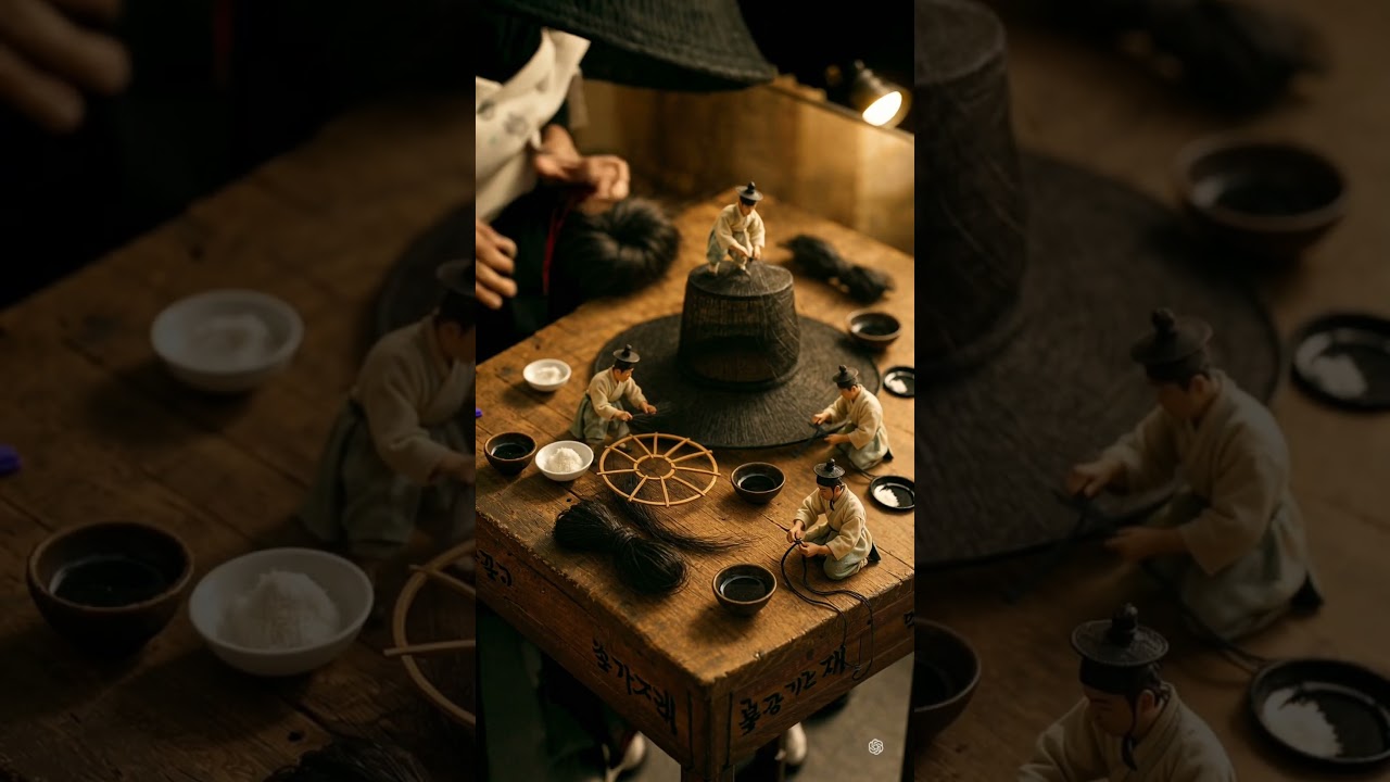 Tiny hands, grand hats! Miniature Korean artisans in action. 