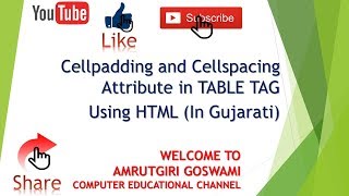 Cellpadding and Cellspacing Attribute in HTML | In Gujarati | Amrutgiri Goswami