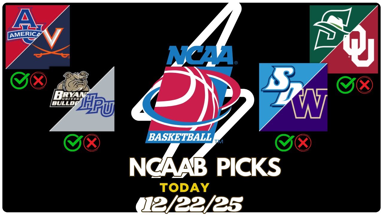 4 College Basketball Picks & Predictions Today 12/22/25 | NCAAB Picks Today | ncaab predictions