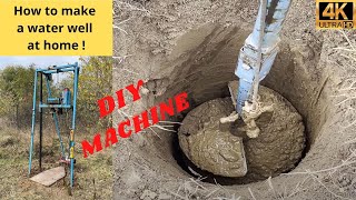 Homemade water well drill rig machine , how to make a water well at home DIY  4K