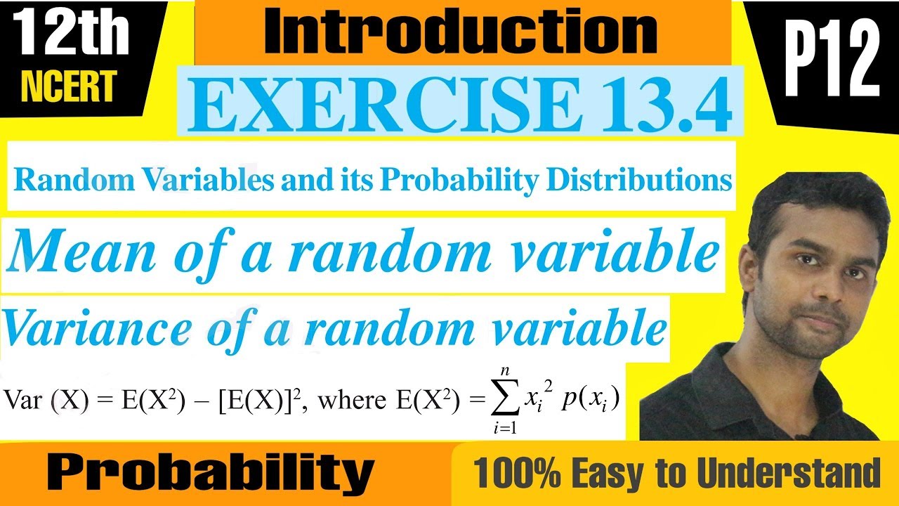 random variable probability distribution class 12 INTRODUCTION Ex13.4 part 12 NCERT