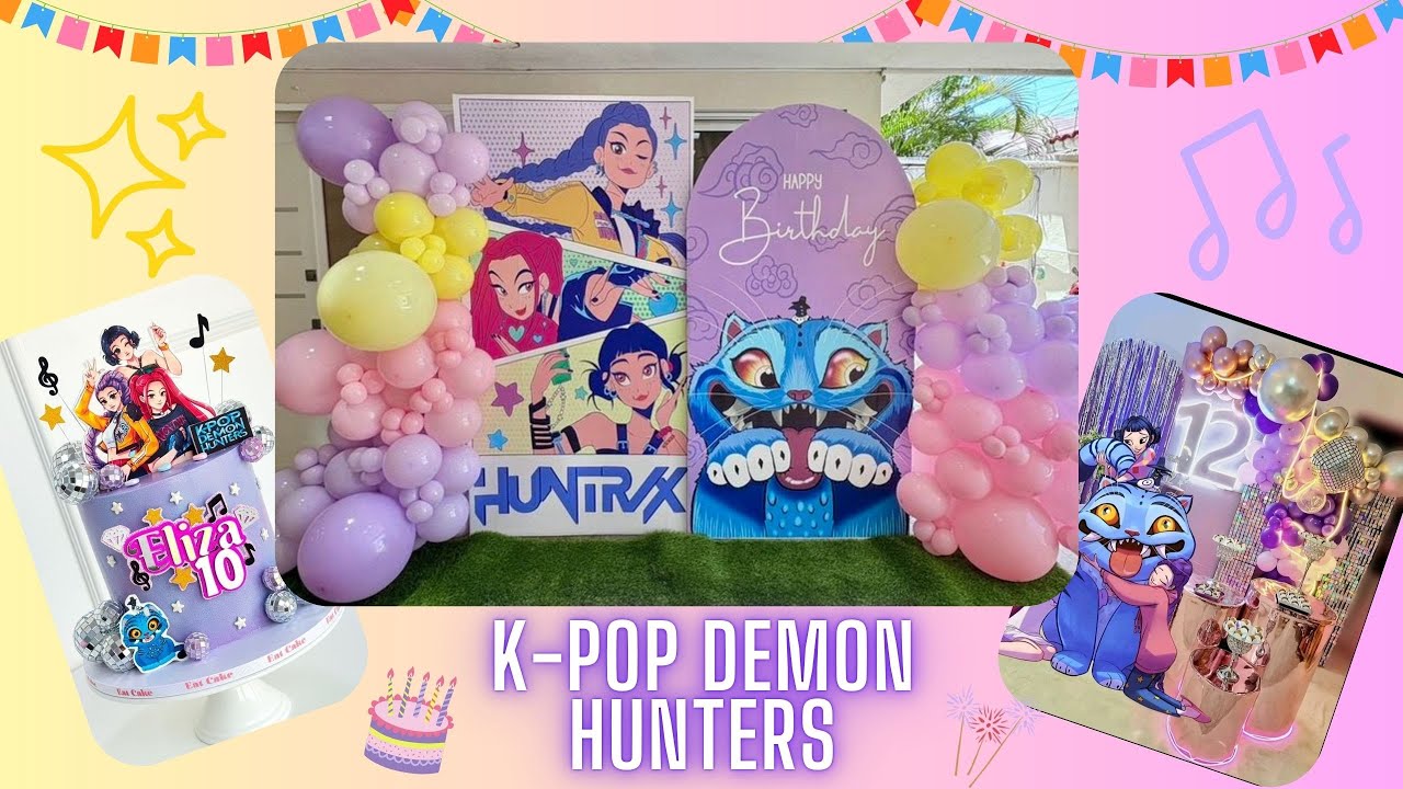 FIESTA DE K-POP DEMON HUNTERS | GUERRERAS K-POP|MESA DE DULCES|DECORACION|2026|PASTEL|PARTY FIESTA.