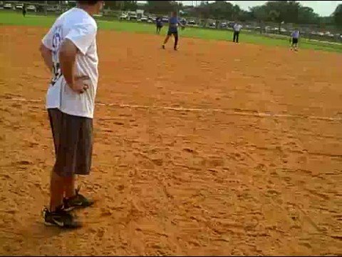 Jedd hits infield single for South Beach Dive & Surf Vs. Luke's Landscaping 10/19/08