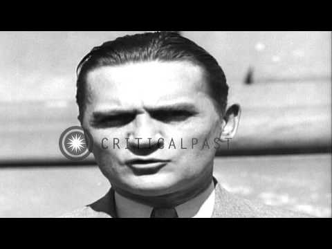 Senator Nye announces the Neutrality Act of 1935 in an interview in Washington DC...HD Stock Footage