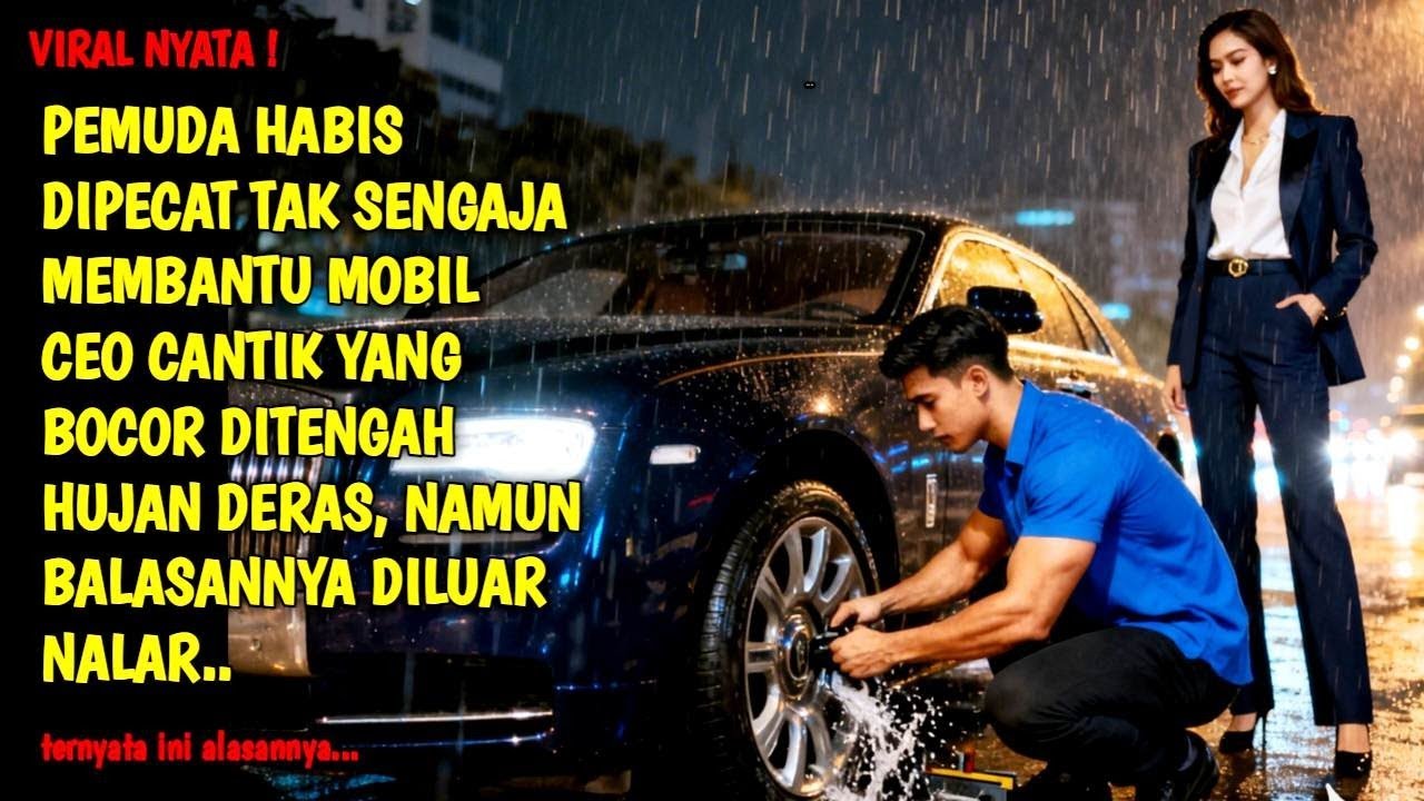 KISAH NYATA VIRAL- PEMUDA HABIS DIPECAT TAK SENGAJA MEMBANTU MOBIL CEO CANTIK YANG BOCOR DITENGAH 