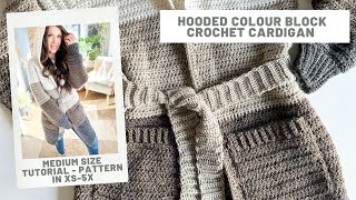 Hooded Colour Block Crochet Cardigan