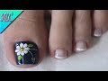 DISEÑO DE UÑAS PARA PIES FLOR - COMO HACER FLORES - FLOWERS NAIL ART - NLC