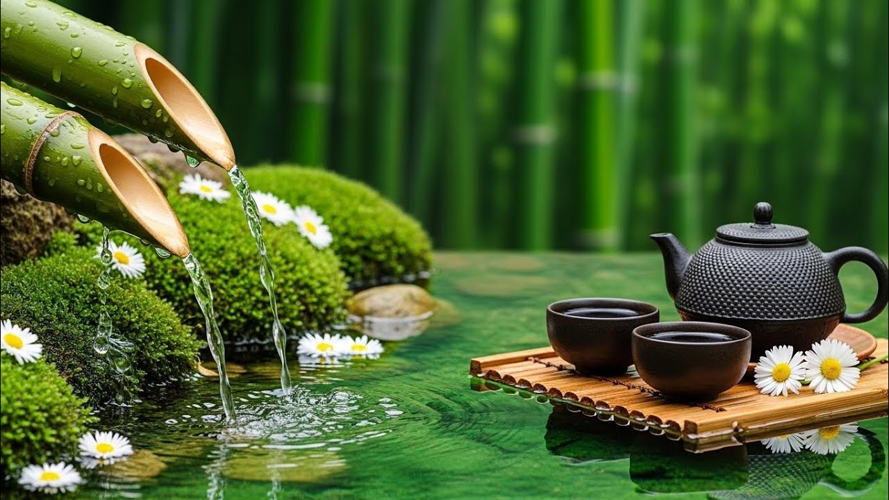 Soothing Spa Piano Music 🌿 Relaxing Sleep Music & Nature Sounds, Bamboo Water Fountain, Calm Music