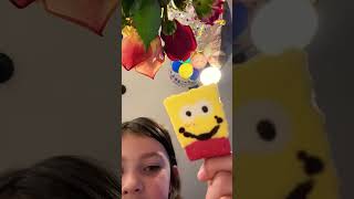 SpongeBob unwrapping popsicle ￼