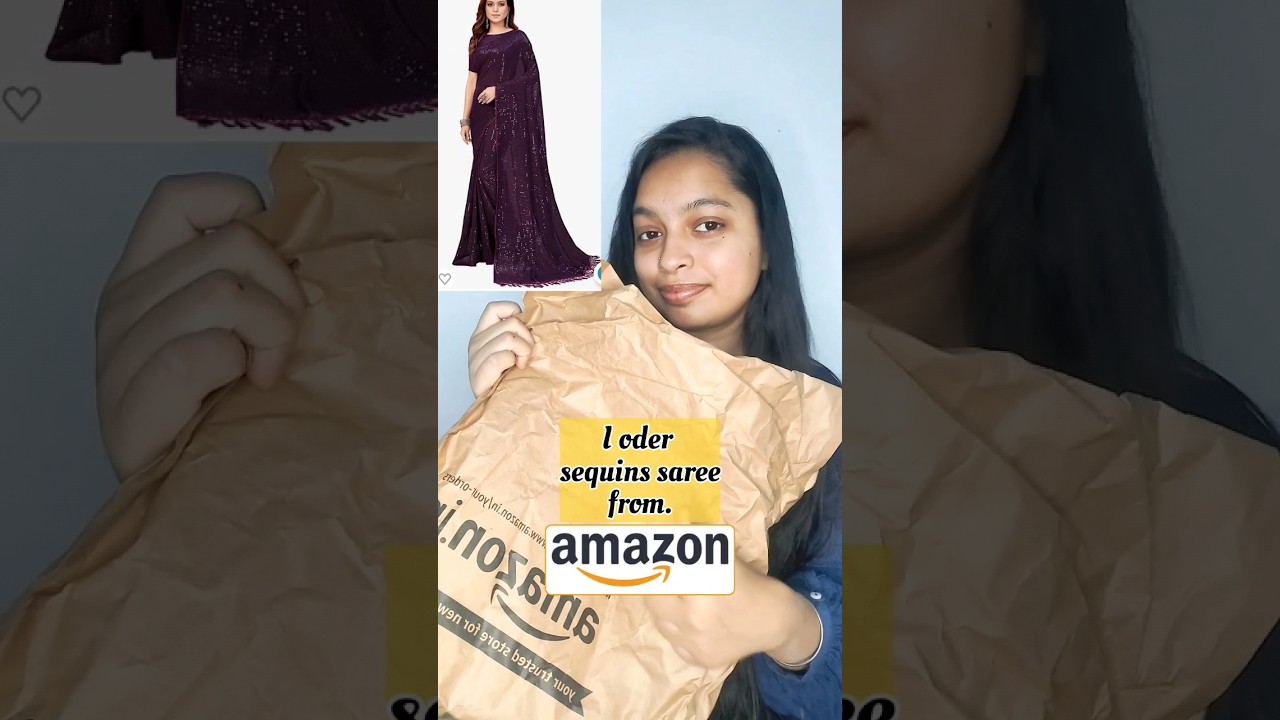 sequins saree unboxing from Amazon 