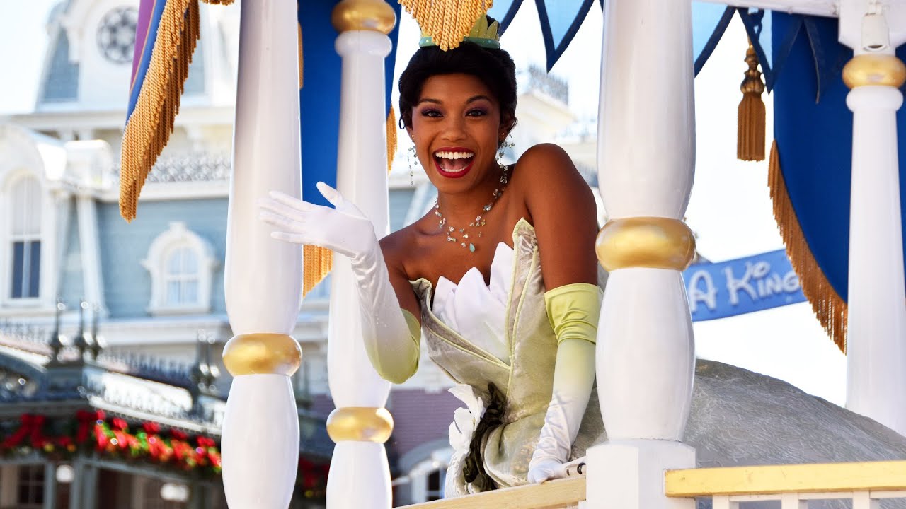 Royal Princess Processional at Magic Kingdom Multi-Angle with Holiday Background - Walt Disney World