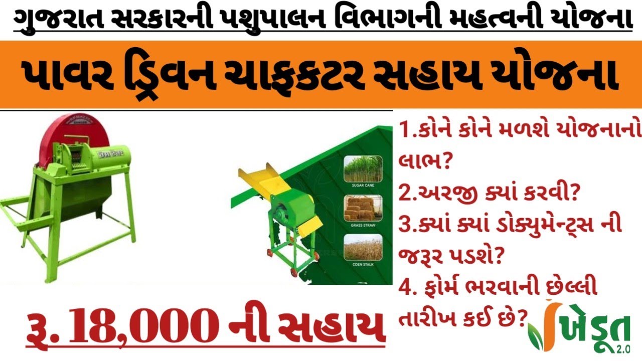 પશુપાલકો માટે ચાફકટર સહાય યોજના 2026| Power driven Chaff Cutter Sahay Yojna|ચાફ કટર|ડ્રાઈવન ચાફક્ટર|