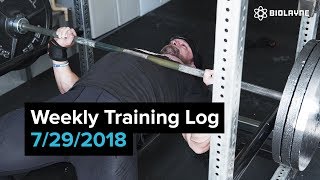 Biolayne Weekly Training Log 7/29/2018