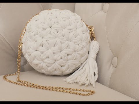მრგვალი ხელჩანთა ყვავილებიანი უზორით. II(a). Crocheted round handbag with flowers pattern. II(a).